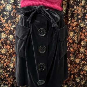 Elevenses Black Velvet A-Line Skirt